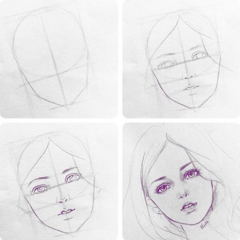 Нарисованное лицо карандашом