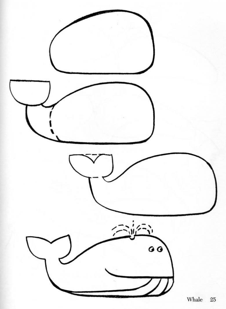 Кит нарисованный карандашом 