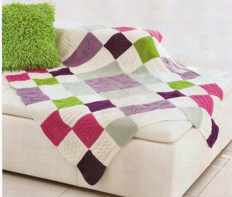 Плед связанный спицами и крючком 