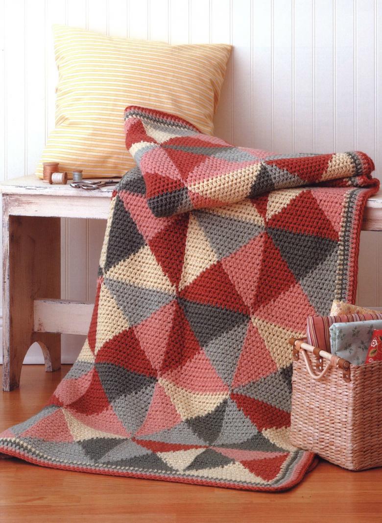 Плед связанный спицами и крючком 