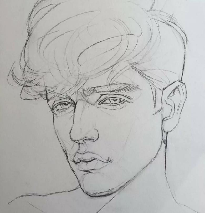 Нарисованное лицо карандашом