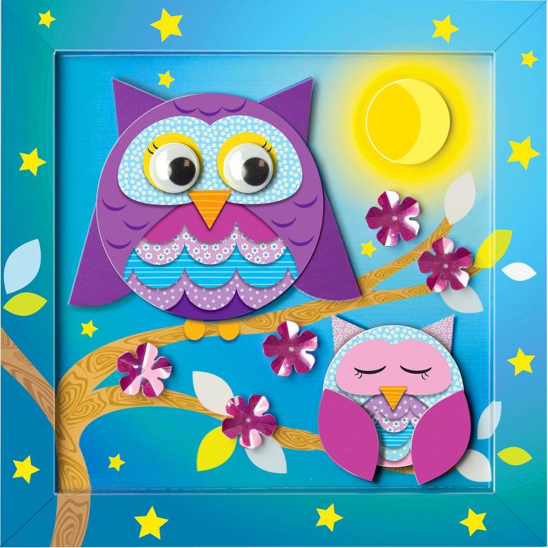 Аппликации птиц из бумаги и ткани 