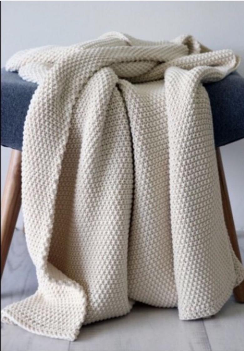 Плед связанный спицами и крючком 