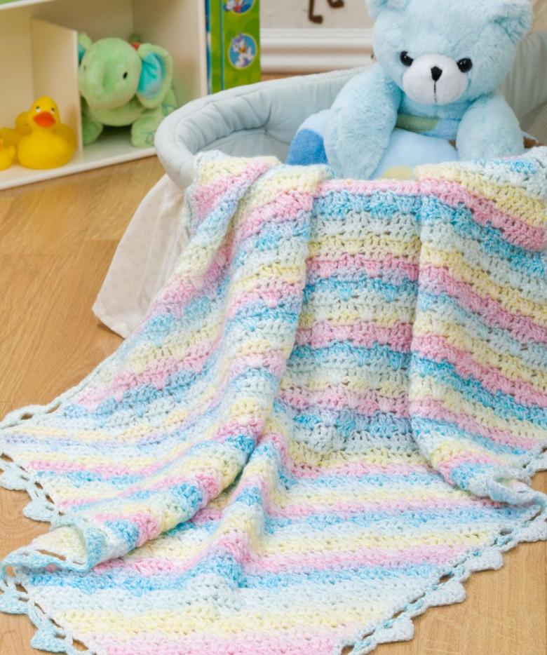 Плед связанный спицами и крючком 