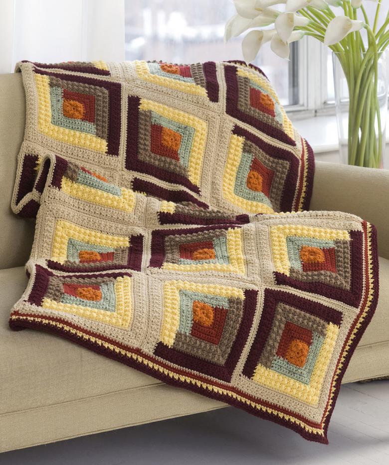 Плед связанный спицами и крючком 