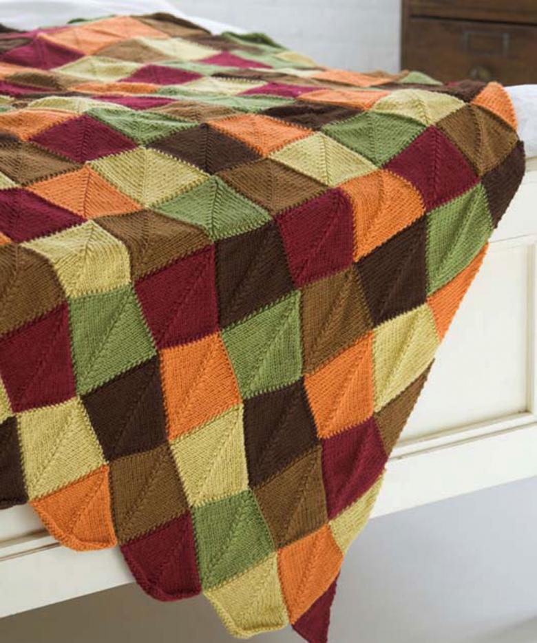 Плед связанный спицами и крючком 