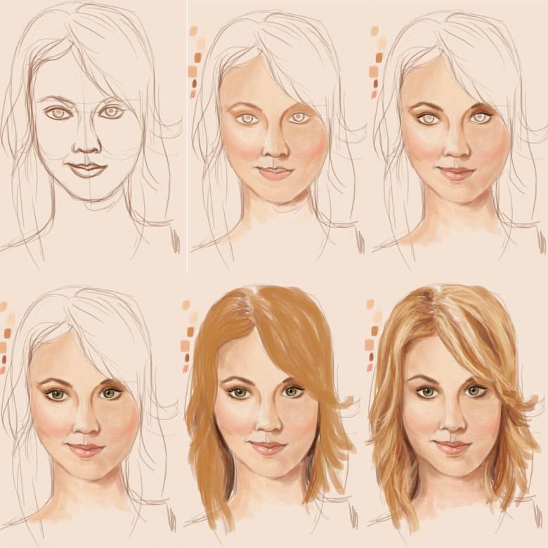 Нарисованное лицо карандашом