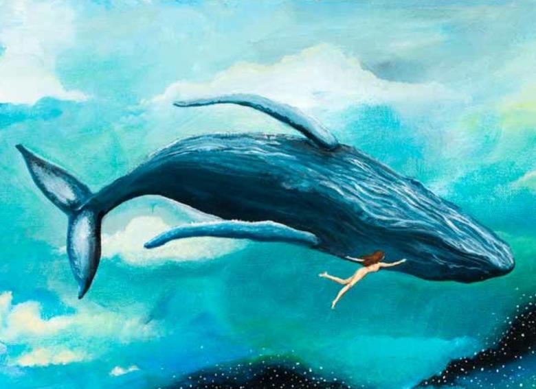 Кит нарисованный карандашом 