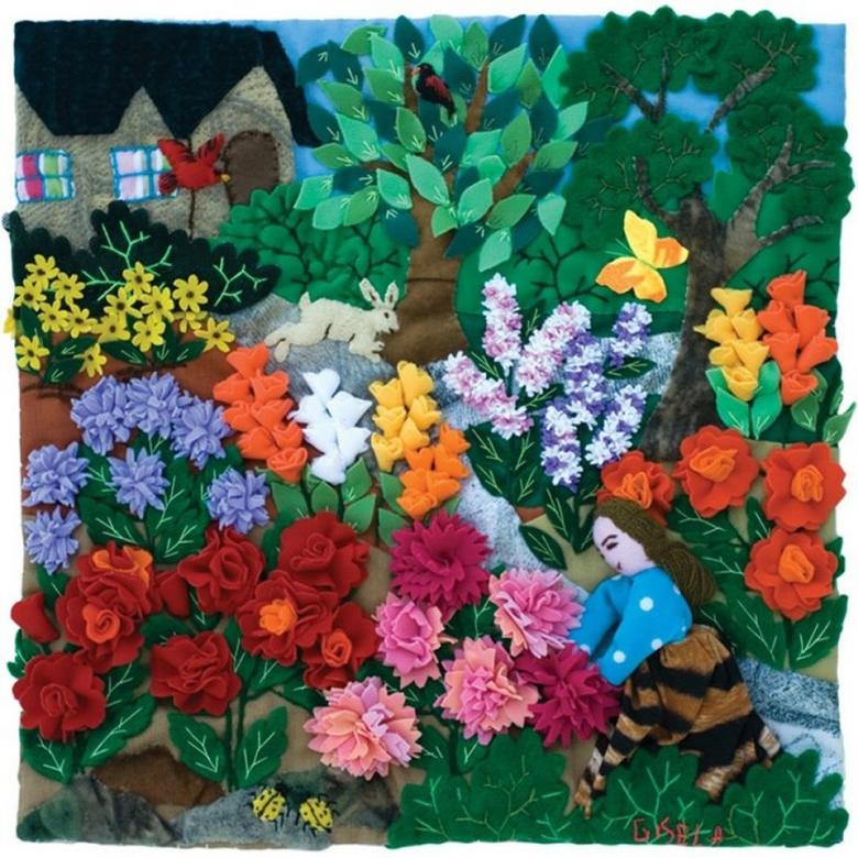 Аппликации цветов из бумаги и ткани 