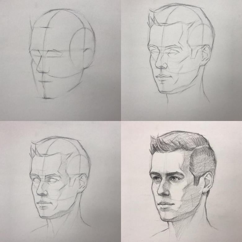 Нарисованное лицо карандашом