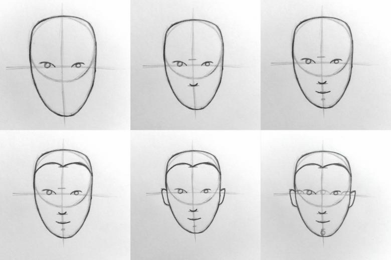 Нарисованное лицо карандашом